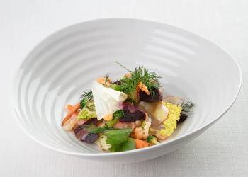 Root vegetables salad with truffle sauce