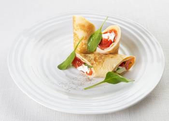 Egg roll with soft cheese and salmon