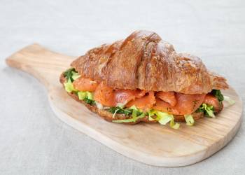 Croissant with salmon and pesto